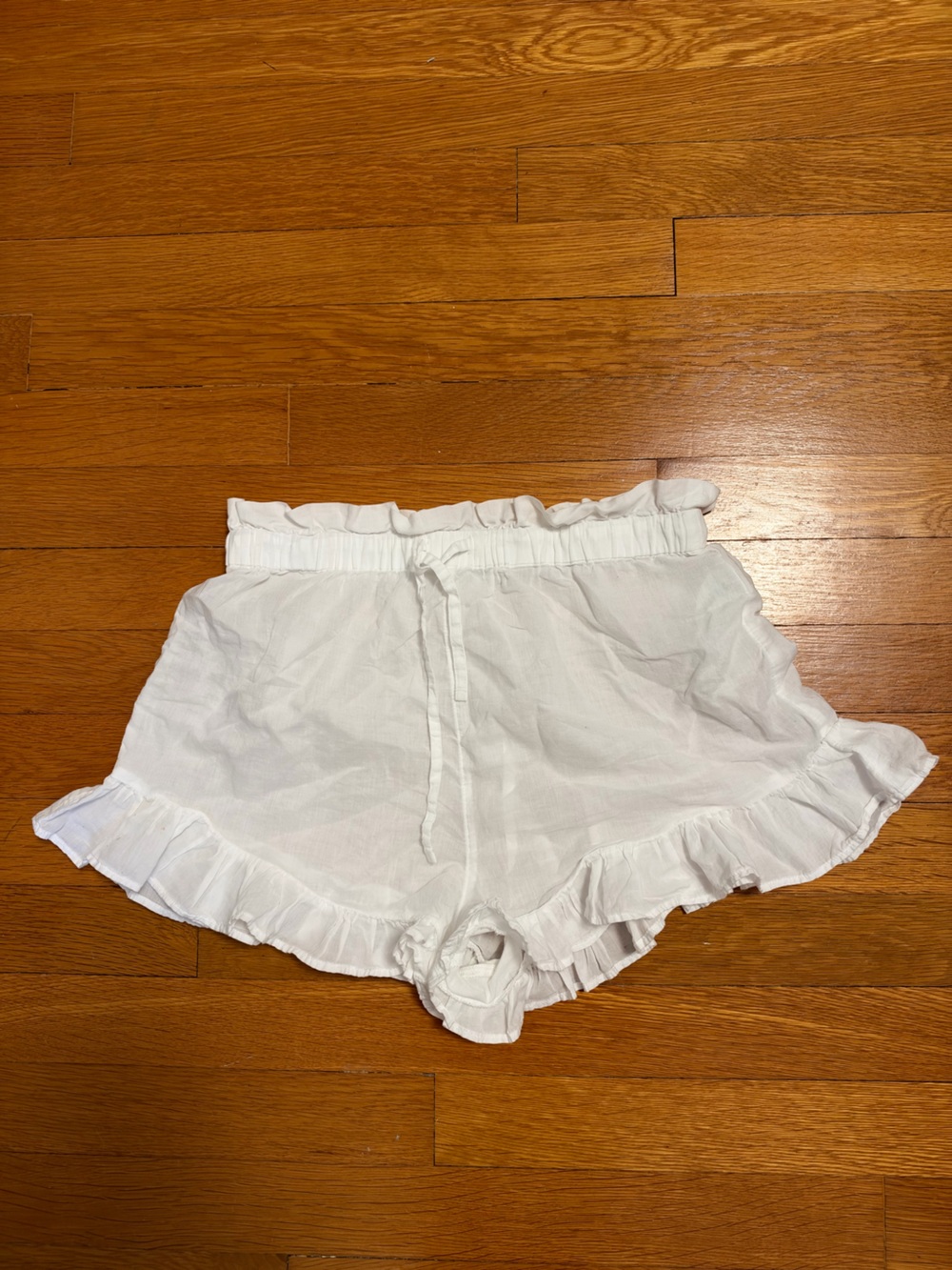 J.Crew Re-imagined white cotton ruffle shorts